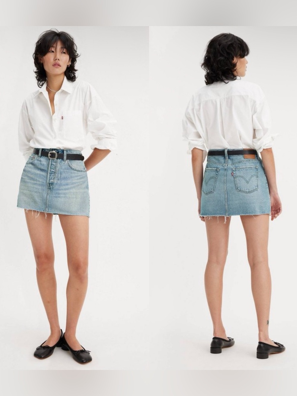 Levi's Light Wash Denim Mini Icon Skirt with Raw Hem